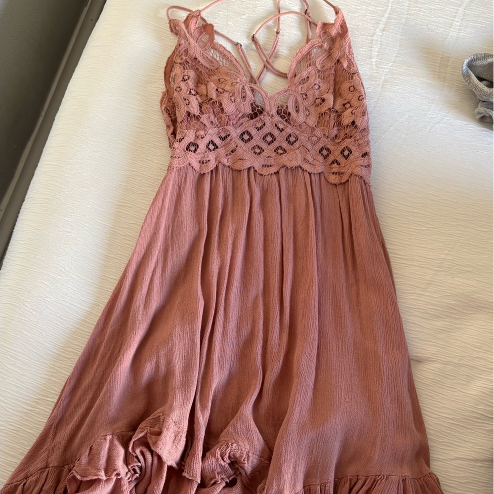 Free People Pink Lace Trim Sleep Dress